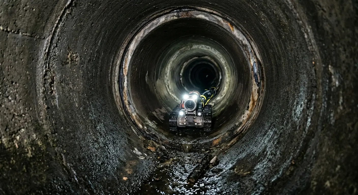 Robotic sewer camera inspecting pipe interior for Sewer Line Repair in Winder